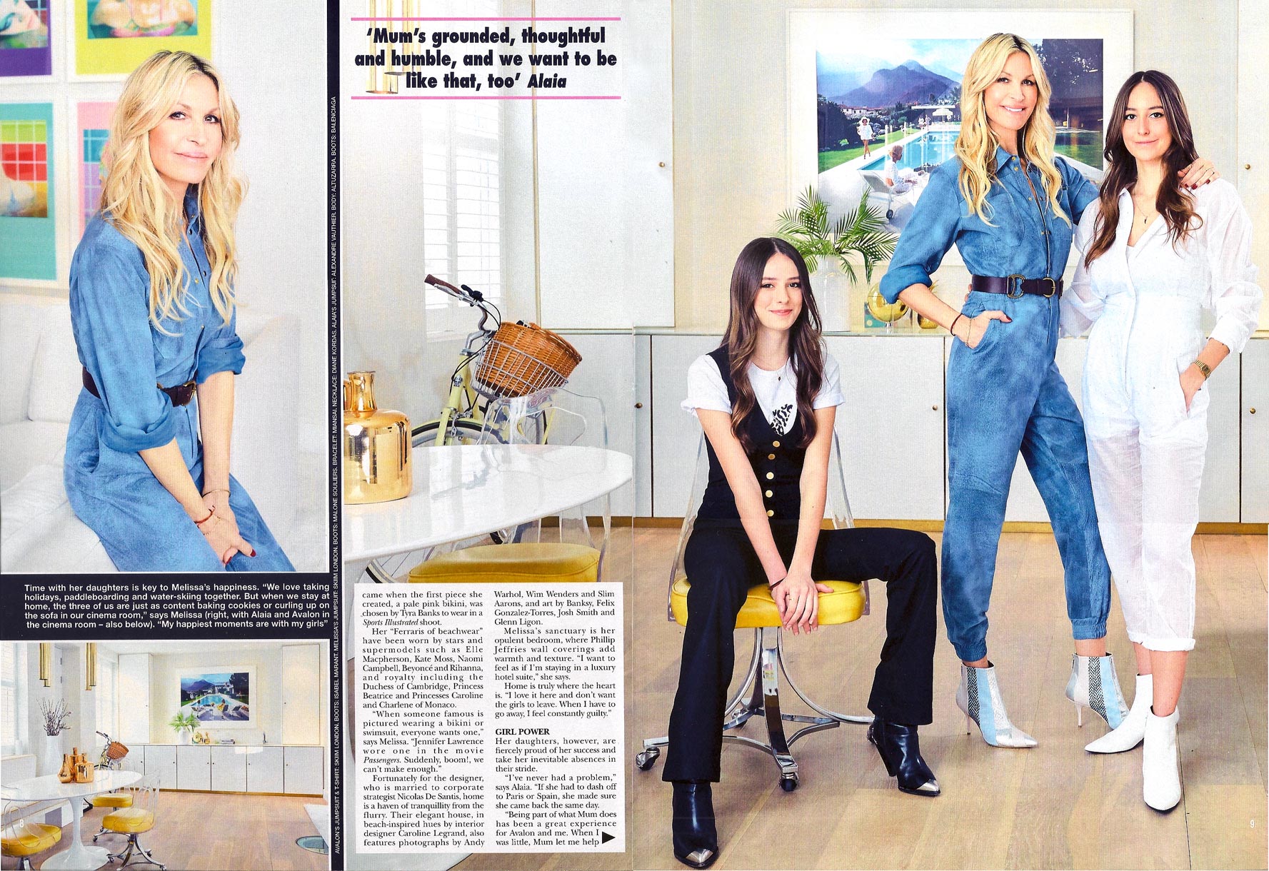 Hello Magazine featuring interior design by Caroline Legrand for Melissa Odabash